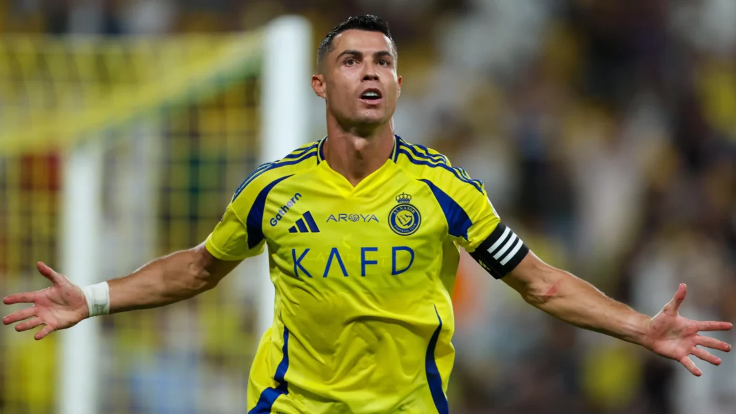 Cristiano Ronaldo Bersinar di Al Nassr 2025 Selebrasi Cristiano Ronaldo usai mencetak gol untuk Al Nassr.