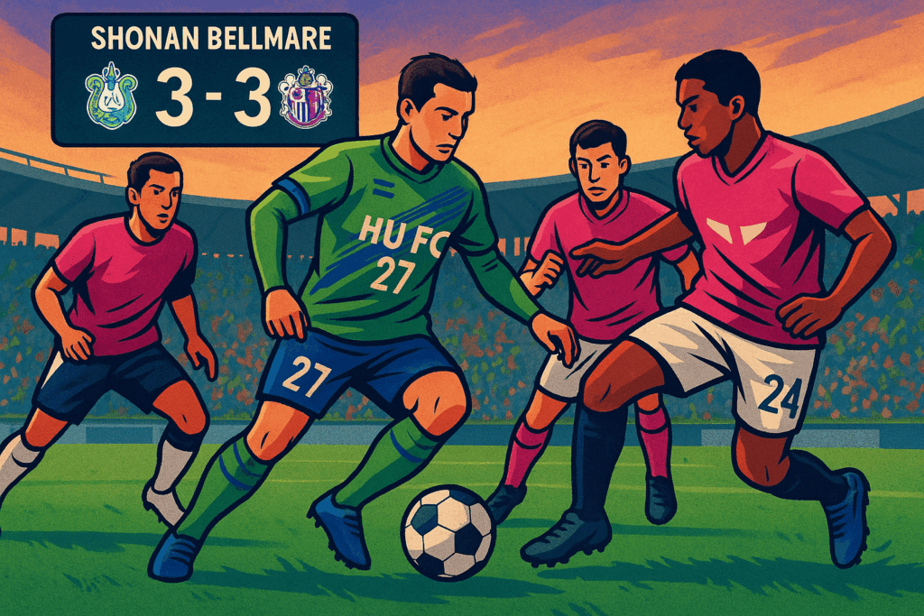 ilustrasi dramatis Shonan Bellmare vs Cerezo Osaka skor 3‑3 di Hiratsuka