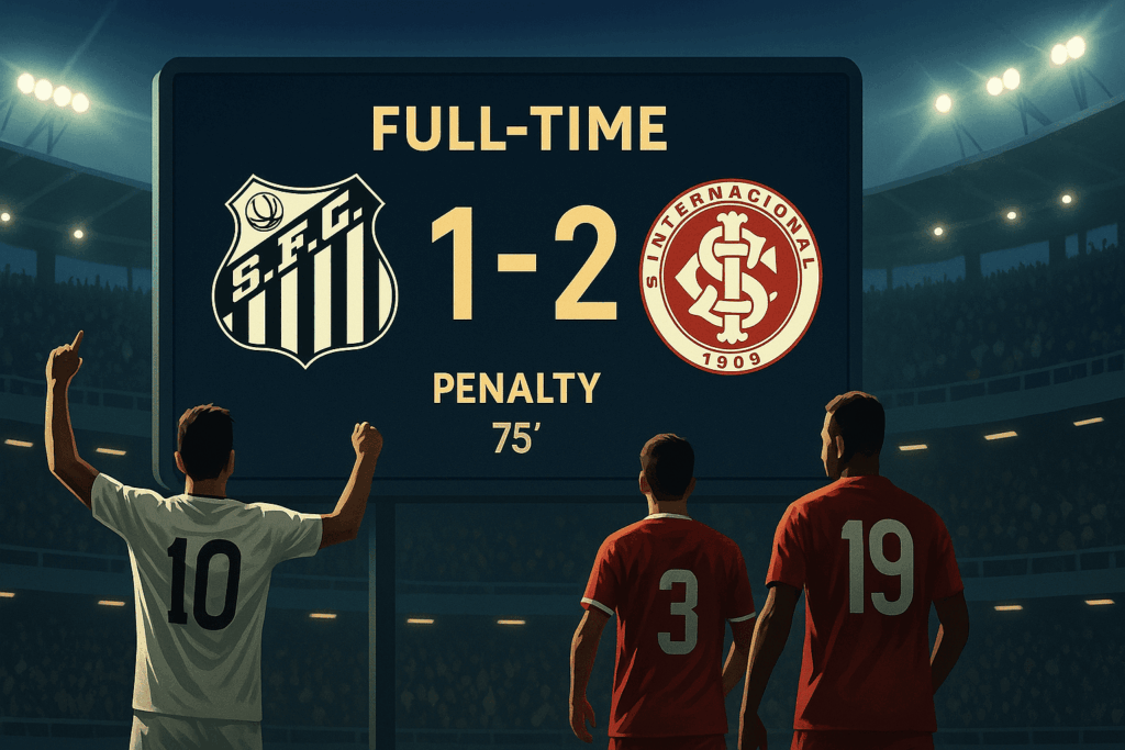 Santos vs Internacional berakhir 1-2, ilustrasi skor akhir dan sorotan penalti menit 75