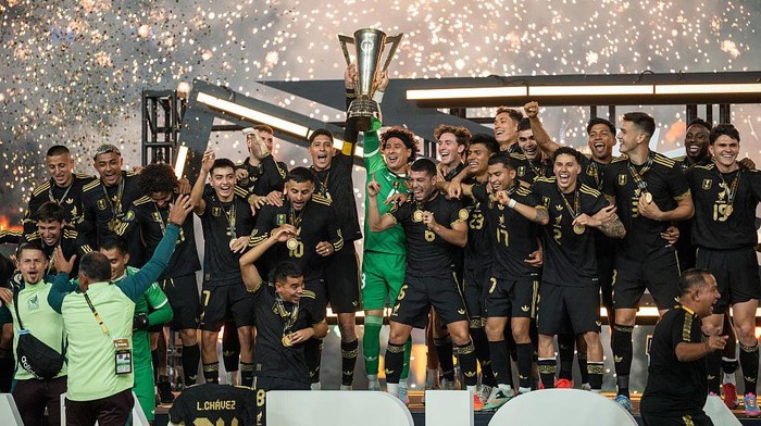 Selebrasi juara Meksiko usai menundukkan Amerika Serikat vs Meksiko 2-1 di final Gold Cup 2025
