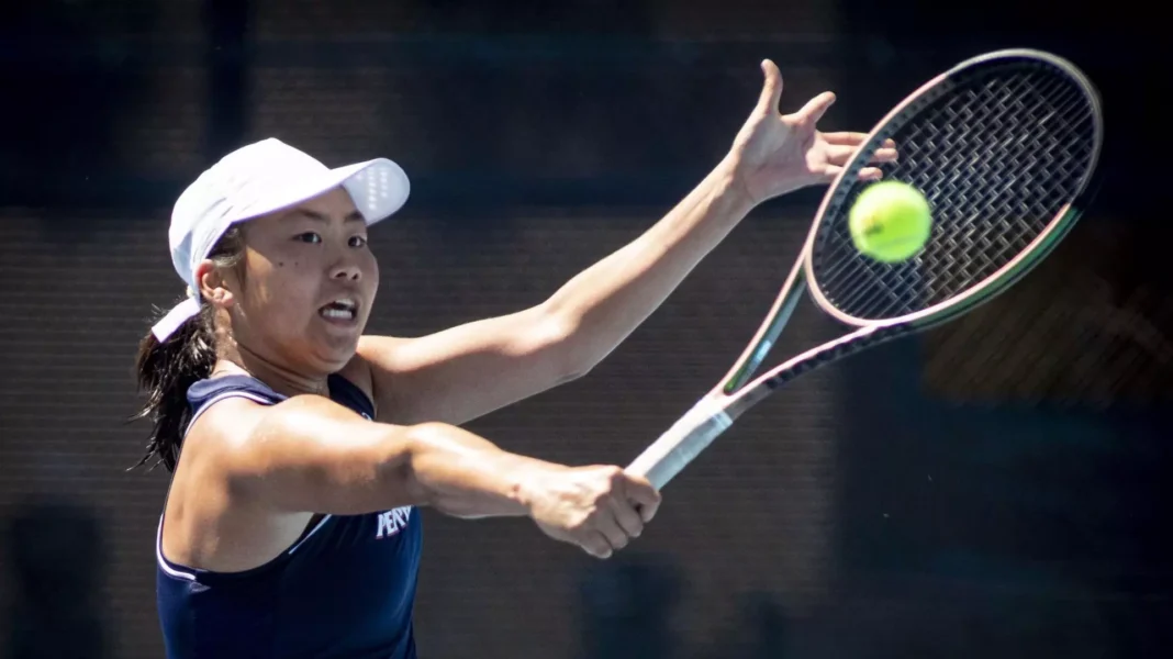 Janice Tjen tampil di China Open 2025.